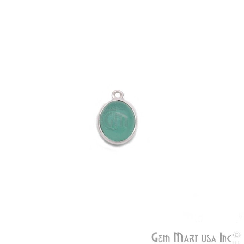 Cabochon Oval 8x10mm Silver Plated Gemstone Connector (Pick Gemstone,Bail) - GemMartUSA