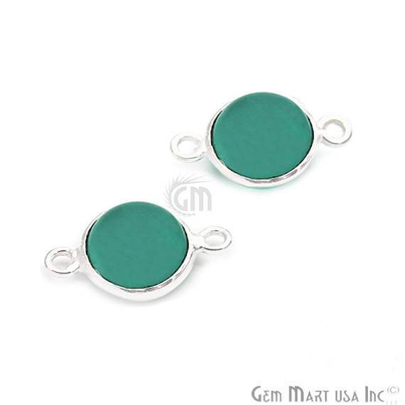 Round Shape 8mm Double Bail Silver Bezel Gemstone Cabochon Connector