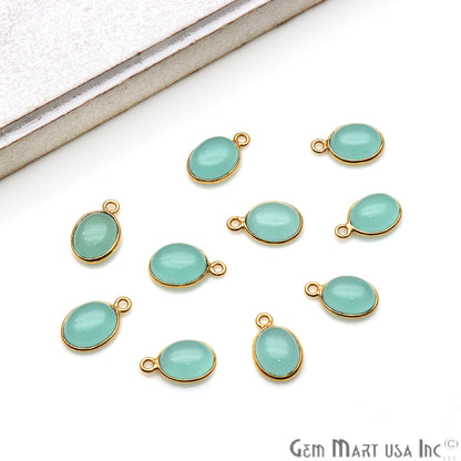 Gemstone Cabochon 7x9mm Oval Single Bail Gold Bezel Connector