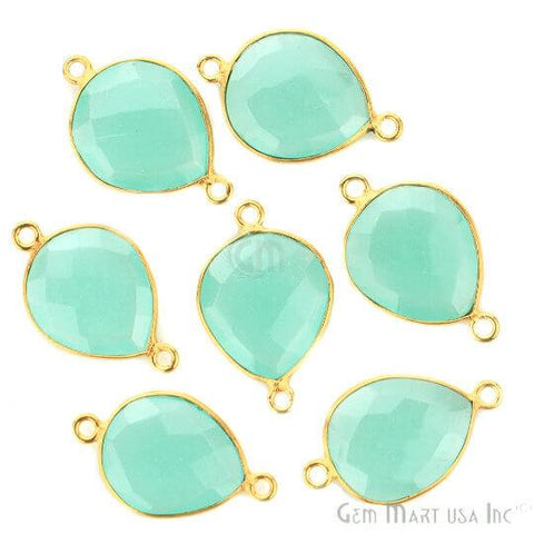 Pears 12x16mm Gold Plated Double Bail Gemstone Bezel Connector