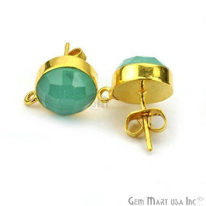 DIY Round 10mm Gold Bail Gemstone stud Earring