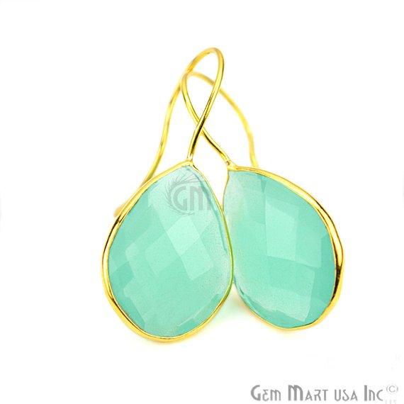 Pear Shape 15x20mm Gold Plated Gemstone Hook Earrings (Pick your Gemstone) (90017-1) - GemMartUSA