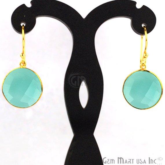 Gold Plated Round 34x16mm Gemstone Dangle Hook Earring Choose Your Style (90081-1) - GemMartUSA