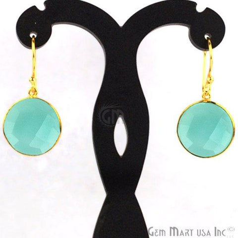 Gold Plated Round 34x16mm Gemstone Dangle Hook Earring Choose Your Style (90081-1) - GemMartUSA