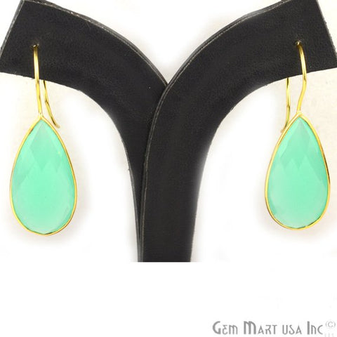 Gold Plated Pears Shape 33x16mm Gemstone Dangle Hook Earrings Choose Your Gemstone (90086-1) - GemMartUSA