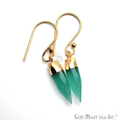 Pencil Shape 24x6mm Gold Plated Gemstone Dangle Hook Earring Choose Your Style (90154-1) - GemMartUSA