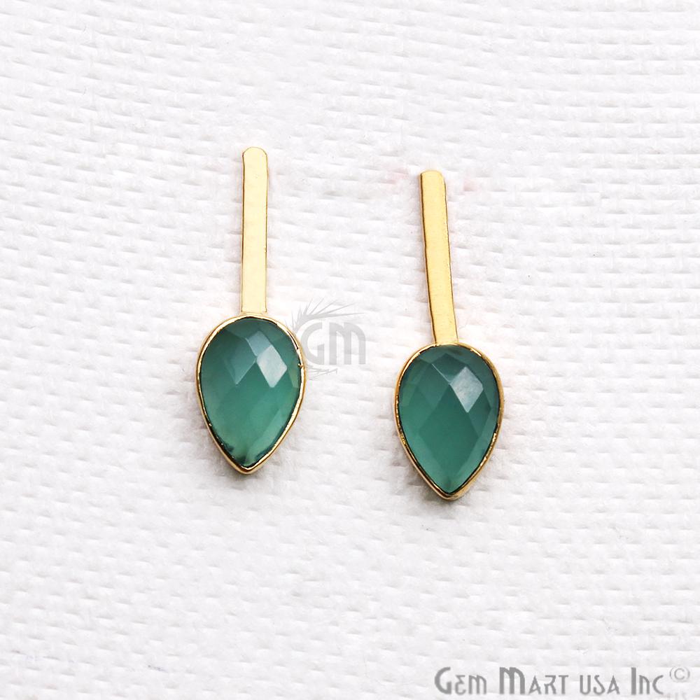 Pear Shape 9x27mm Gold Plated Gemstone Dangle Stud Earrings (Pick your Gemstone) (90174-1) - GemMartUSA