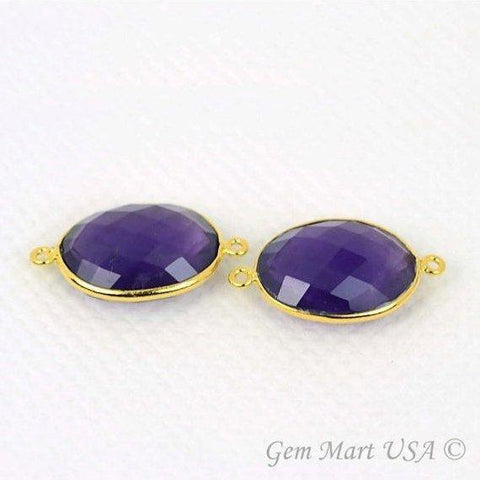Oval 15x20mm Gold Bezel Double Bail Gemstone Connector