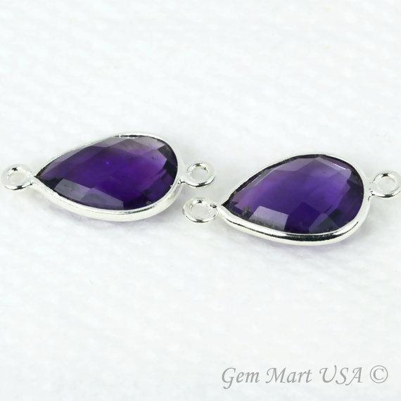 Pear Double Bail 10x14mm Silver Bezel Gemstone Connector