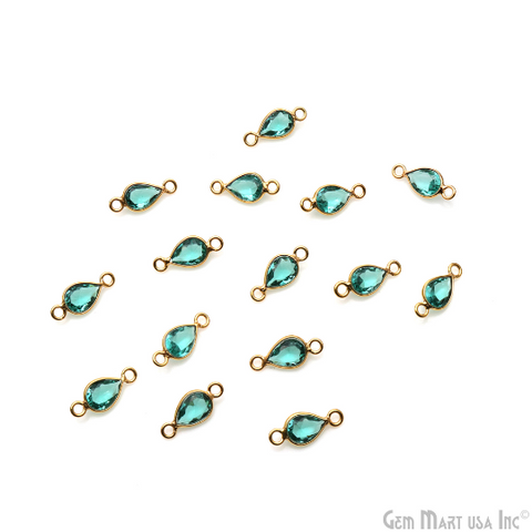Apatite Pears 7x5mm Double Bail Gold Plated Bezel Gemstone Connector
