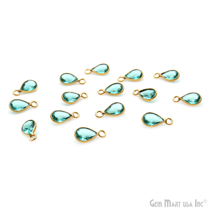 Apatite Pears 7x5mm Single Bail Gold Plated Bezel Gemstone Connector