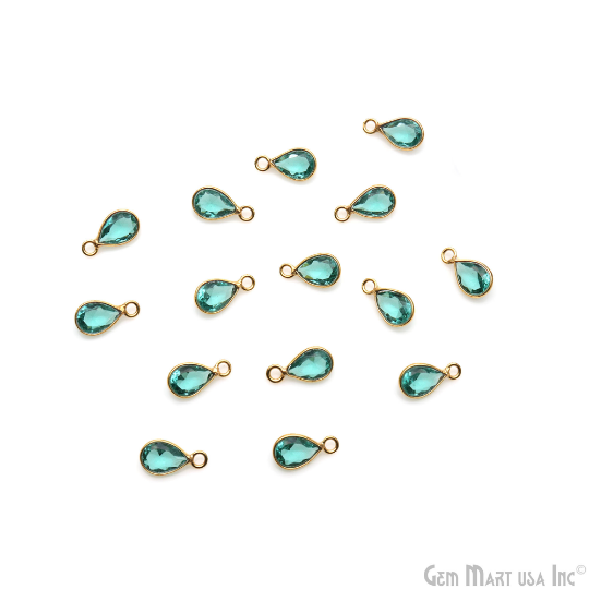 Apatite Pears 7x5mm Single Bail Gold Plated Bezel Gemstone Connector