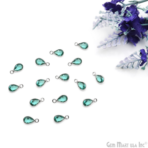 Apatite Pears 7x5mm Single Bail Silver Plated Bezel Gemstone Connector