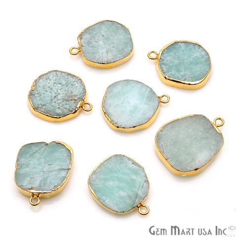Amazonite Free Form Gold Electroplated 21x17mm Gemstone Connector