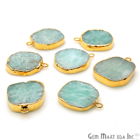 Amazonite Free Form Gold Electroplated 21x17mm Gemstone Connector