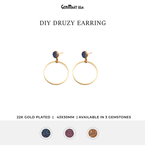 Round Druzy 43x30mm Gold...