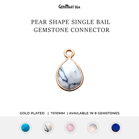Pear 7x10mm Gemstone Single Bail Gold Bezel Connector