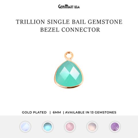 Trillion 6mm Single Bail Gemstone Gold Bezel Connector