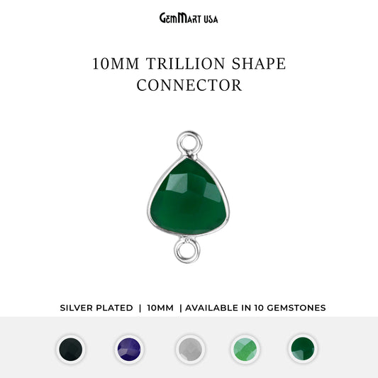 Trillion 10mm Double Bail Silver Plated Bezel Gemstone Connector (Pick Stone & Lot Size)