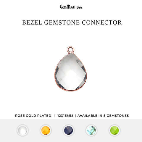 Pear 12x16mm Single Bail Rose Gold Bezel Gemstone Connector