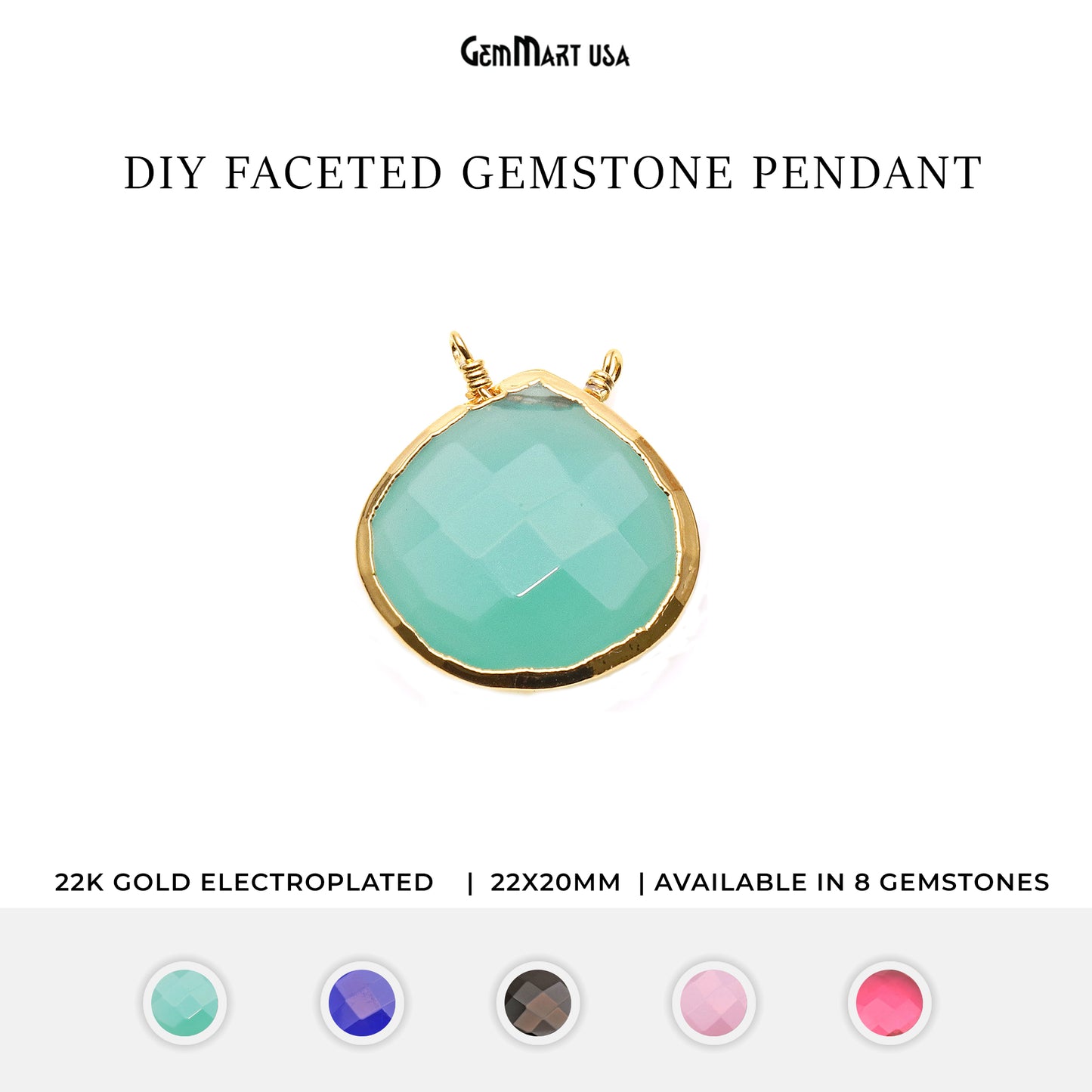 Gemstone 22x20mm Heart Shape Gold Electroplated Connector