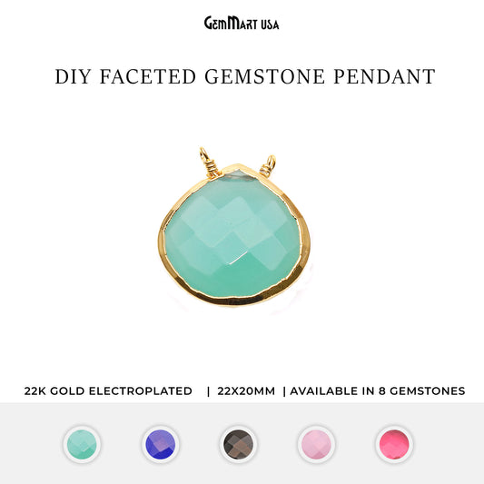 Gemstone 22x20mm Heart Shape Gold Electroplated Connector