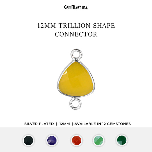 Trillion 12mm Double Bail Silver Bezel Gemstone Connector