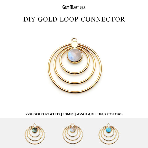 Round Shape Gold Plated Loop Charm Connector 1pc