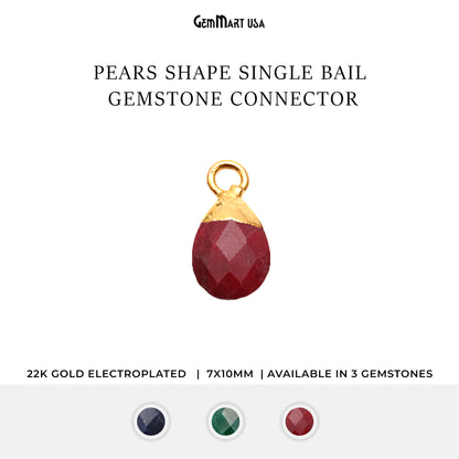 Gemstone 7x10mm Pears Gold Electroplated Single Bail Gemstone Connector