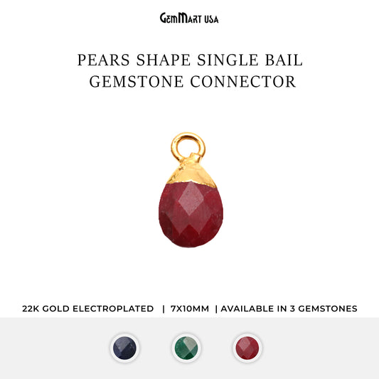 Gemstone 7x10mm Pears Gold Electroplated Single Bail Gemstone Connector