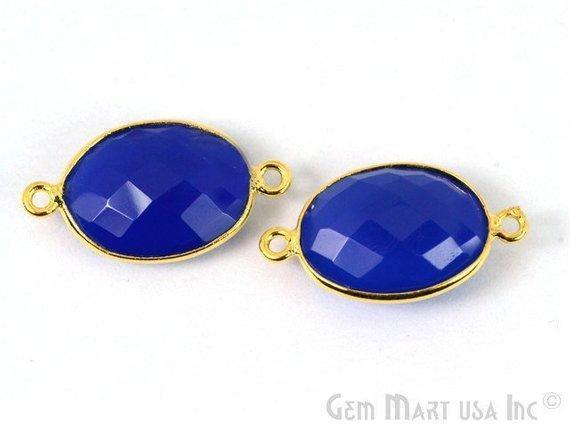 Oval 12x16mm Double Bail Gold Bezel Gemstone Connector