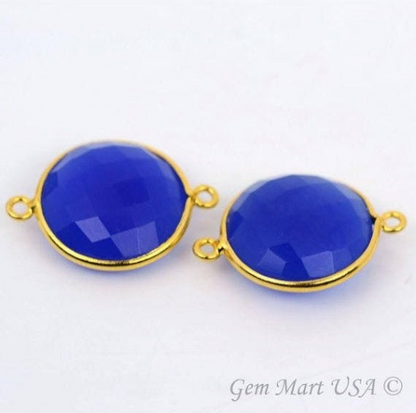 Round 16mm Double Bail Gold Bezel Gemstone Connector