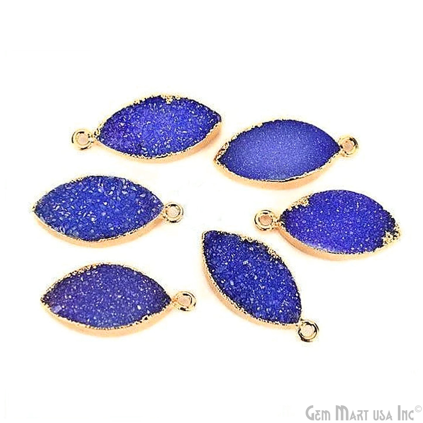 Gold Electroplated Druzy 10x20mm Marquise Druzy Connector