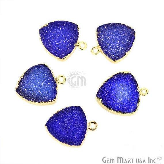 Gold Electroplated Druzy 16mm Trillion Single Bail Gemstone Connector (Pick Your Color) (11098) - GemMartUSA