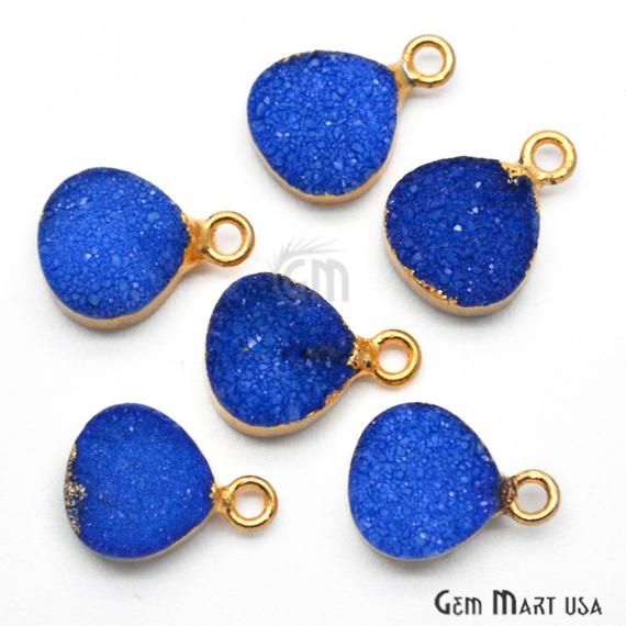 Gold Electroplated Druzy 10mm Heart Gemstone Connector (Pick Your Color) - GemMartUSA