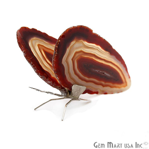 Red Agate Slice Butterfly, Home Decor, Boho Decor, Agate Slice, Butterfly Wings, Agate Geode, Gemstone Butterfly (BFLY-10000) - GemMartUSA