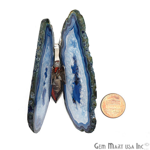 Blue Agate Slice Butterfly, Home Decor, Boho Decor, Agate Slice, Butterfly Wings, Agate Geode, Gemstone Butterfly (BFLY-10002) - GemMartUSA