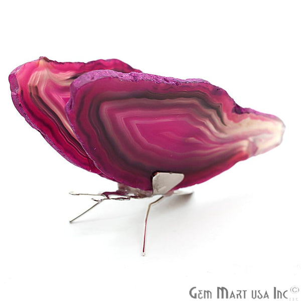 Pink Agate Slice Butterfly,...