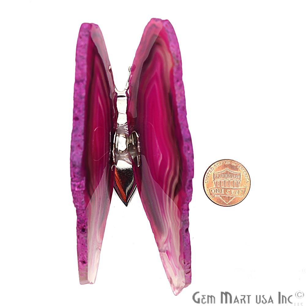 Pink Agate Slice Butterfly, Home Decor, Boho Decor, Agate Slice, Butterfly Wings, Agate Geode, Gemstone Butterfly (BFLY-10006) - GemMartUSA