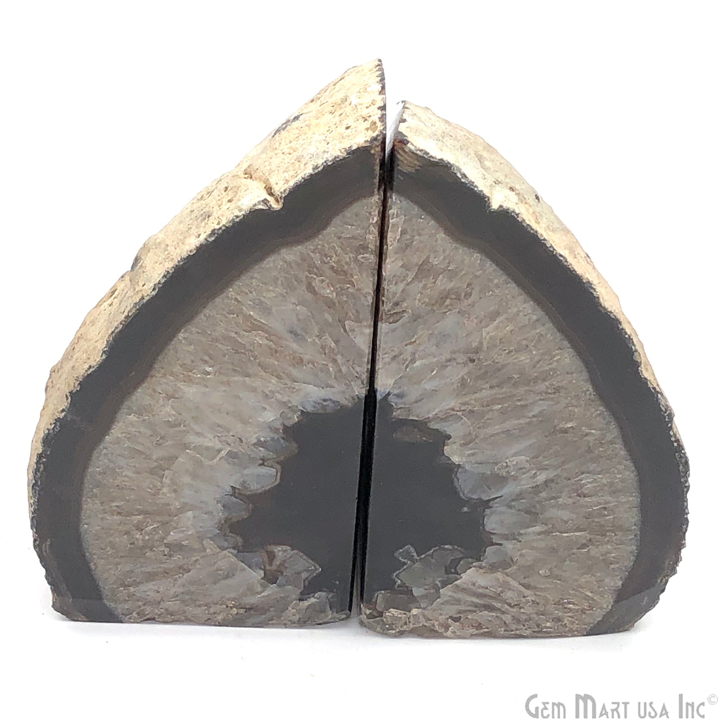 Large Geode Bookend. Black Agate Bookend Pair. (3.3lbs, 4-5"inch). Mineral Rock Formation, Healing Energy Crystal, Home Decor. *Ships Free