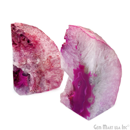 Large Geode Bookend. Pink Agate Bookend Pair. (4.43lbs, 6-7inch). Mineral Rock Formation, Healing Energy Crystal, Home Decor. *Ships Free