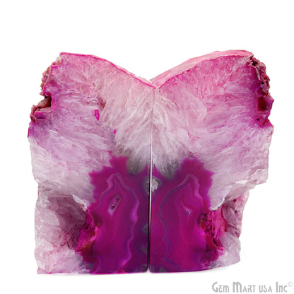 Large Geode Bookend. Pink Agate Bookend Pair. (4.43lbs, 6-7inch). Mineral Rock Formation, Healing Energy Crystal, Home Decor. *Ships Free