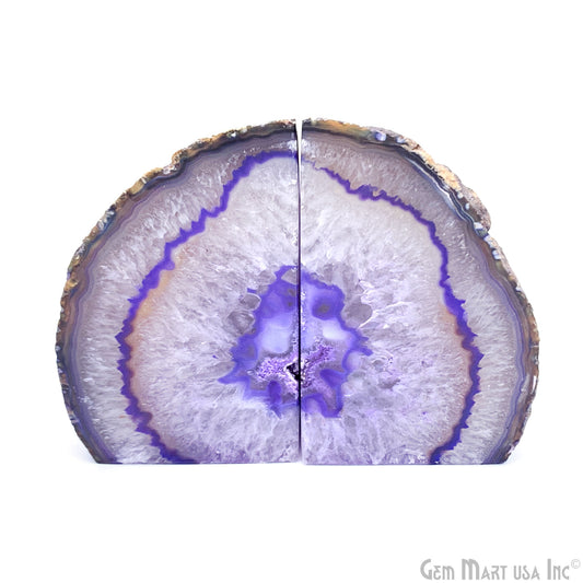 Large Geode Bookend. Purple Agate Bookend Pair. (2.94lbs, 4-5"inch). Mineral Rock Formation, Healing Energy Crystal, Home Decor. *Ships Free