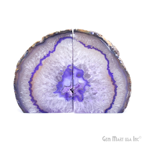 Large Geode Bookend. Purple Agate Bookend Pair. (2.94lbs, 4-5"inch). Mineral Rock Formation, Healing Energy Crystal, Home Decor. *Ships Free
