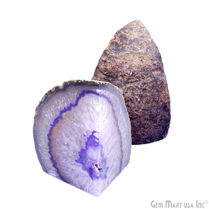 Large Geode Bookend. Purple Agate Bookend Pair. (2.94lbs, 4-5"inch). Mineral Rock Formation, Healing Energy Crystal, Home Decor. *Ships Free