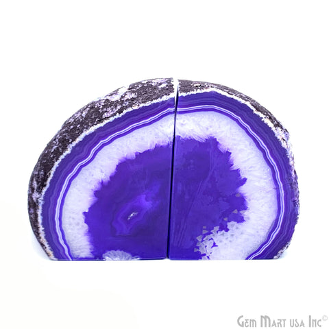 Large Geode Bookend. Purple Agate Bookend Pair. (2.81lbs, 4-5"inch). Mineral Rock Formation, Healing Energy Crystal, Home Decor. *Ships Free