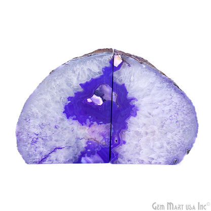 Large Geode Bookend. Purple Agate Bookend Pair. (2.31lbs, 5-6"inch). Mineral Rock Formation, Healing Energy Crystal, Home Decor. *Ships Free