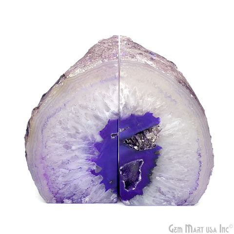 Large Geode Bookend. Purple Agate Bookend Pair. (3.19lbs, 4-5"inch). Mineral Rock Formation, Healing Energy Crystal, Home Decor. *Ships Free