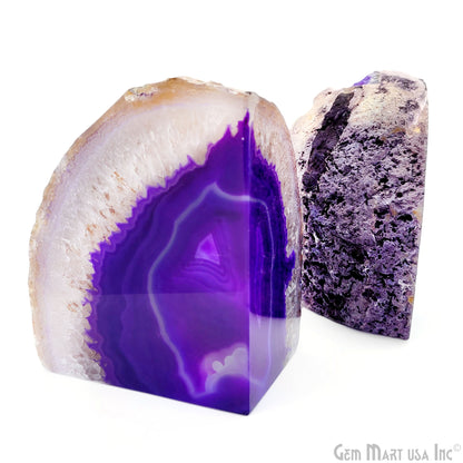 Large Geode Bookend. Purple Agate Bookend Pair. (4.52lbs, 6-7inch). Mineral Rock Formation, Healing Energy Crystal, Home Decor. *Ships Free