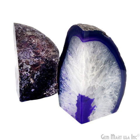 Large Geode Bookend. Purple Agate Bookend Pair. (3.75lbs, 6-7inch). Mineral Rock Formation, Healing Energy Crystal, Home Decor. *Ships Free